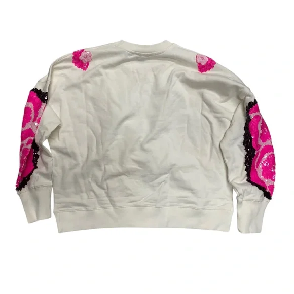 Essentiel Antwerp Hecrazy embroidered sweatshirt in off-white organic cotton - Picture 4 of 10